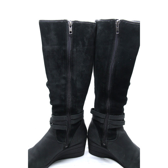 Ugg Lesley Boots Womens 6 Leather Waterproof Wedge Heel Knee High 1005266 - Picture 8 of 10